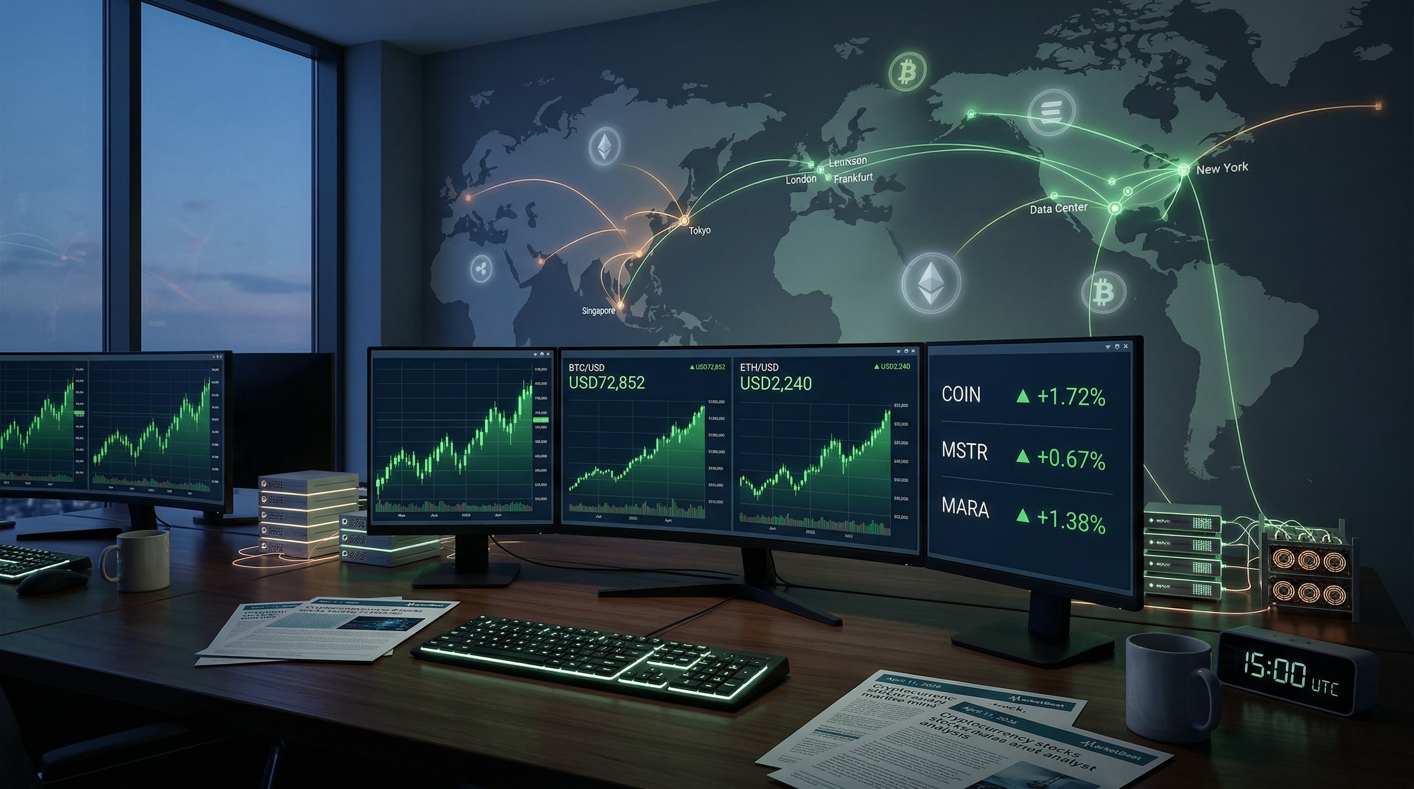 Cryptocurrency Stocks Top Watchlist as BTC Surges to USD72,852